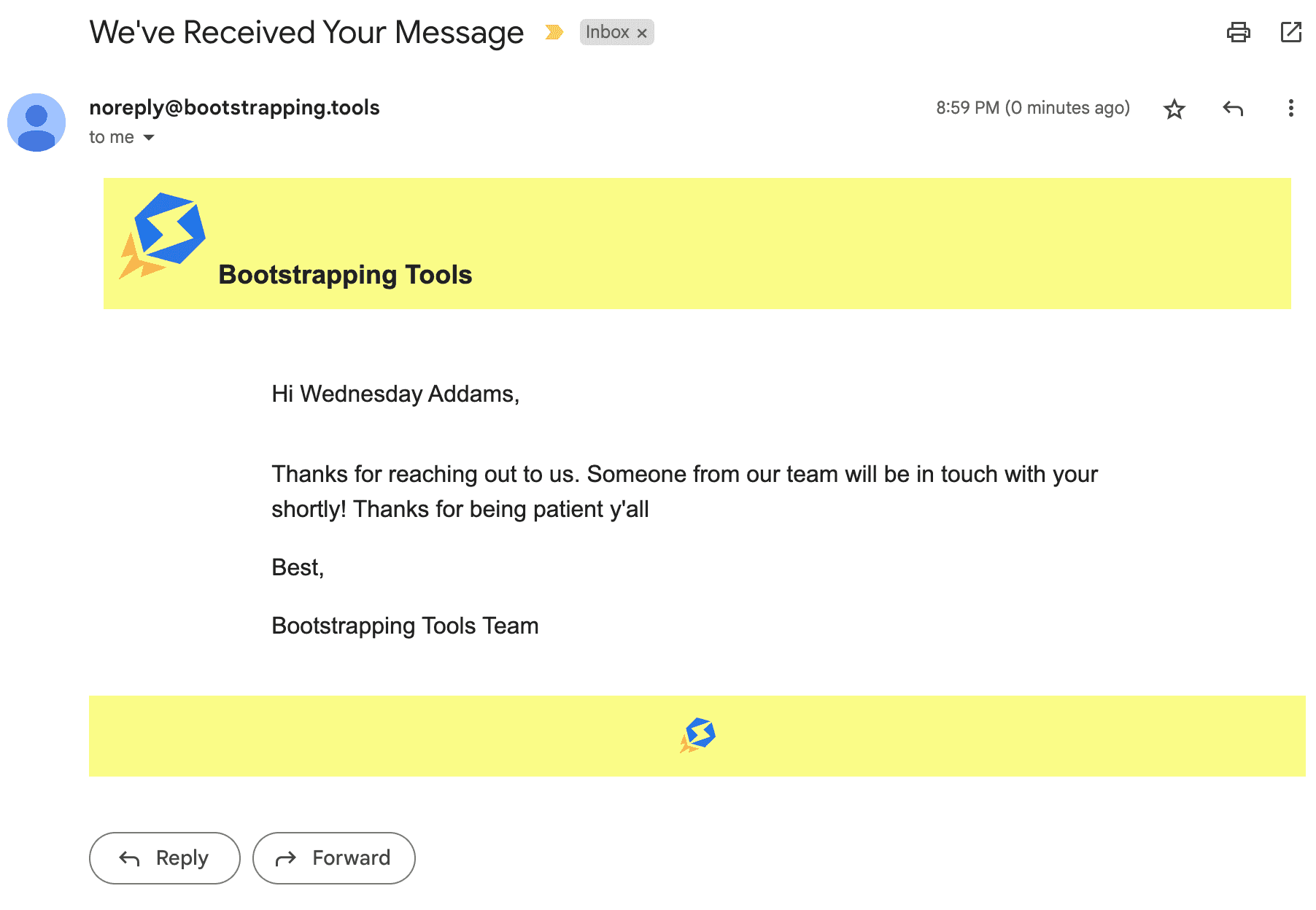 Forms Auto-Reply Emailer Template Screenshot
