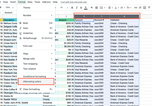 How to set multiple alternating table row colors in Google Sheets | Blog