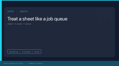 featured image thumbnail for post Treat a sheet like a job queue (claim → work → done)